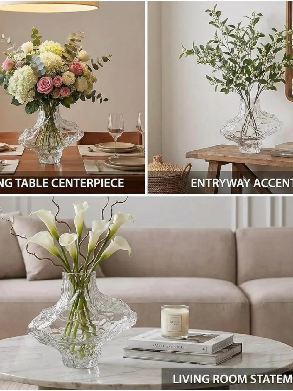 Clear Textured Glass Decorative Vase -